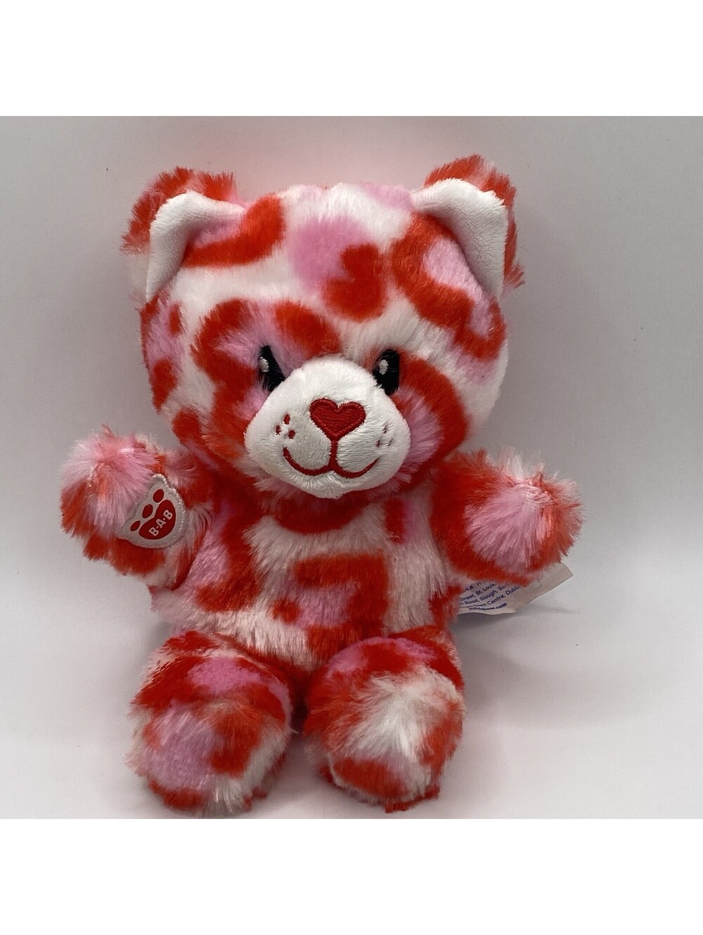 Build-A-Bear Mini Beans Wild Hearts Pink And Red Leopard Plush Stuffed Animal 7”
